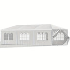 GUNJI 10x30ft Heavy Duty Canopy Steel Canopy Storage Shed, Portable Garage Party Tent, Portable Garage with Removable Sidewalls & Doors All-Season Tarp for Carport (White)