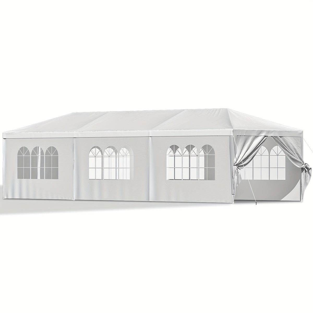 GUNJI 10x30ft Heavy Duty Canopy Steel Canopy Storage Shed, Portable Garage Party Tent, Portable Garage with Removable Sidewalls & Doors All-Season Tarp for Carport (White)
