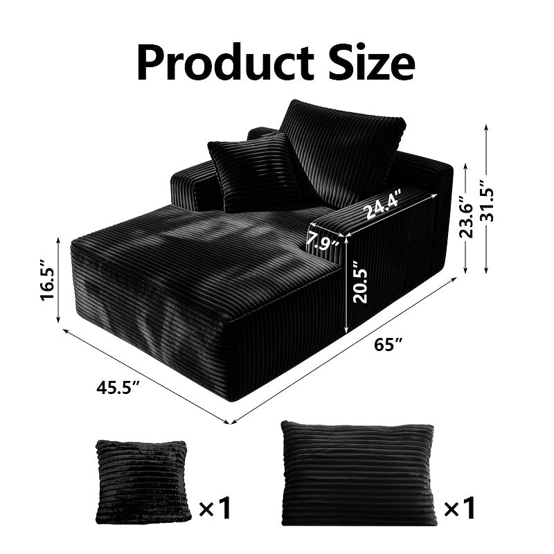 96" L-Shaped Sofa with Chaise, 65" Single Noble Consort Sofa Chair. Minimalist Compressed Boneless Sofa No Assembly Required, Modular Cloud Sectional Sofa for Living Room Bedroom, Right Facing Chaise, Plush Corduroy