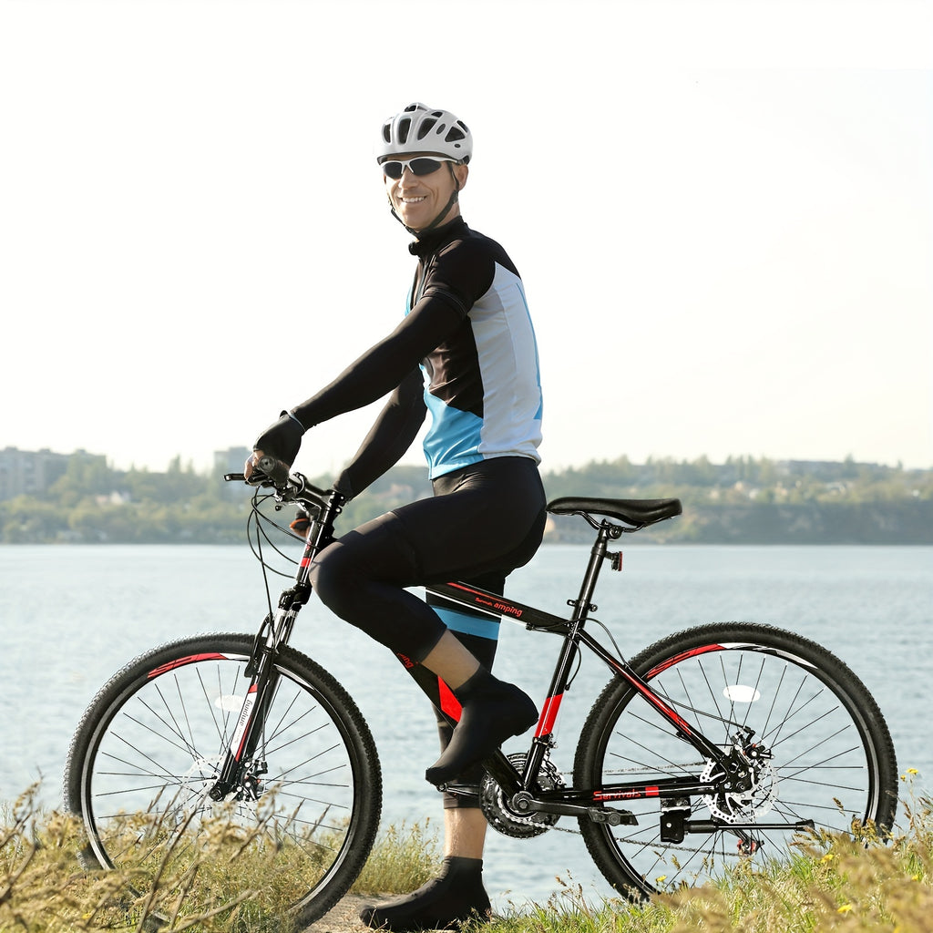 26-Inch 21-Speed Red & Black Mountain Bike - Double-Disc Brakes, Shock-Absorbing Fork - Ideal for Off-Road Adventures