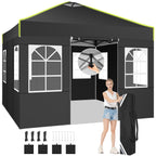 10x10ft One-Push Pop-Up Canopy Tent with 4 Removable Walls for Adjustable Outdoor Event Shelter