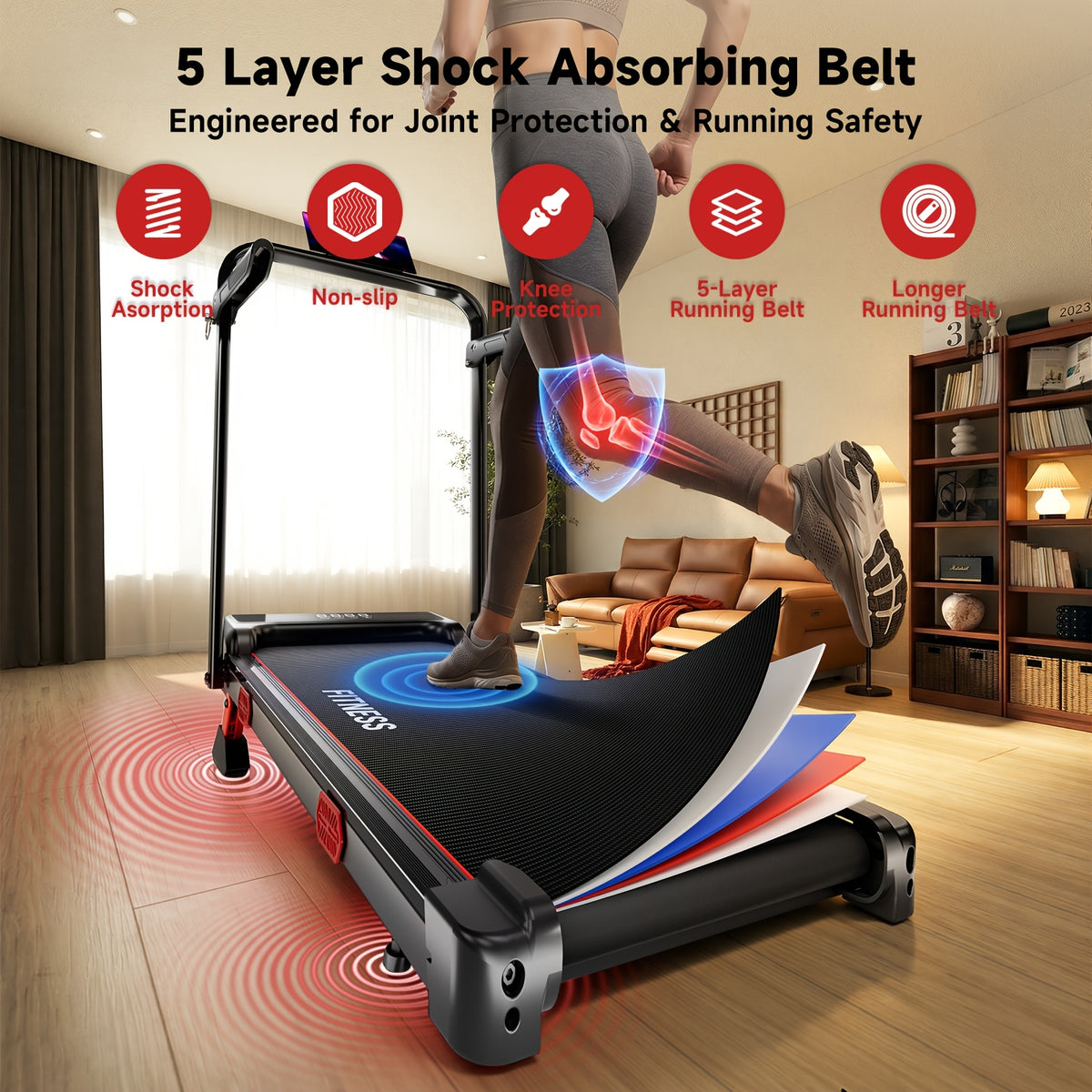 Walking Pad with Treadmill 13% Incline, 6.3MPH Treadmill for Home Use with Incline, LED Display & APP, 2.5 HP Quiet Small Walking Pad for Home And Office, Maximum User Weight 300Lbs, Without Battery
