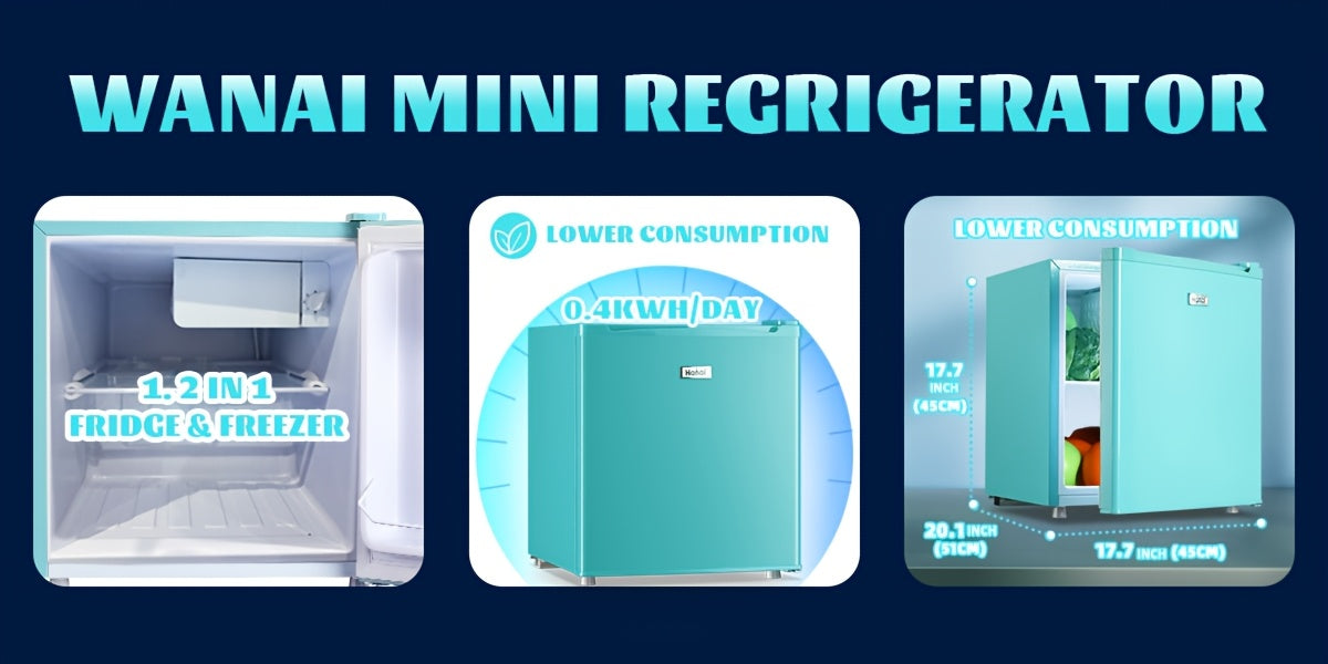 WANAI 3.6 Cu.Ft Mini Fridge with Freezer, 7 Adjustable Thermostat, Low Noise Small Refrigerator, Single Door Compact Refrigerator for Dorm, Office, Bedroom