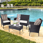 The HARAISEDK Handmade Outdoor Wicker Patio Sofa Set, Combined with A Tempered Glass Coffee Table, Is An All - Weather PE Rattan Furniture Piece That Is Applicable to Courtyards, Patios, Balconies, Backyards, Decks, Bars And Cafes.