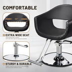 Heavy Duty Barber Chair with Hydraulic Lift - Professional Salon Styling Chair, 360° Swivel Base & Footrest, Manual Height Adjustment, Sturdy Construction for Salon, Spa, Home - Compatible with Hard Floors (Barber Shop, Beauty Parlor