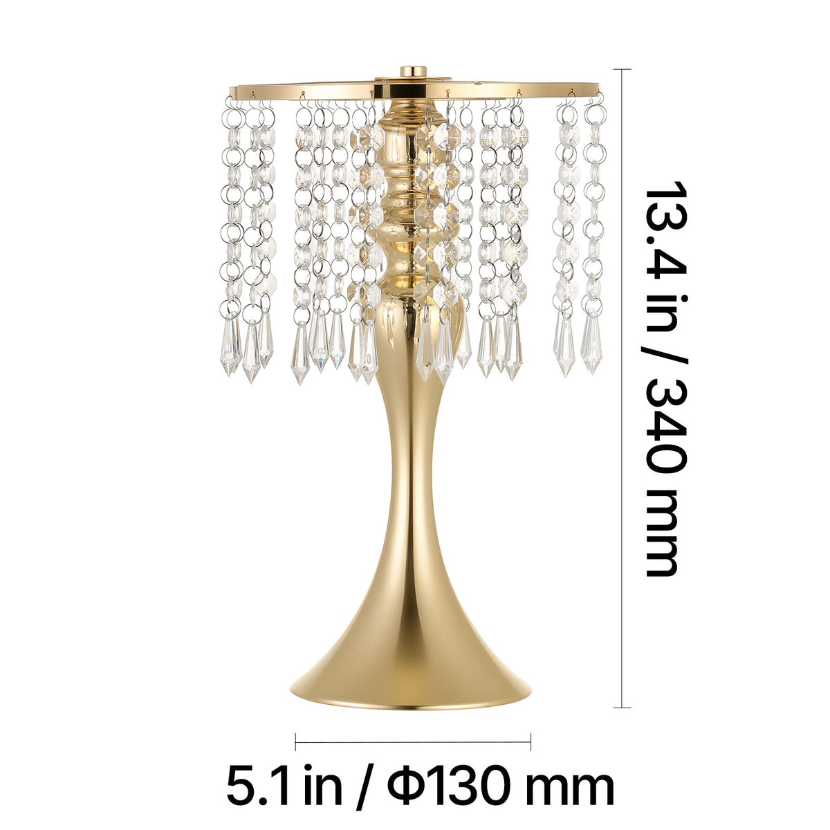 VEVOR 20 PCS Wedding Flower Vase, 13.4 in Tall Flower Table Centerpieces, Crystal Banquet Vases Easy Installation, Electroplated Finish, Versatile Arrangement Stand for Party Events Home Decor, Gold