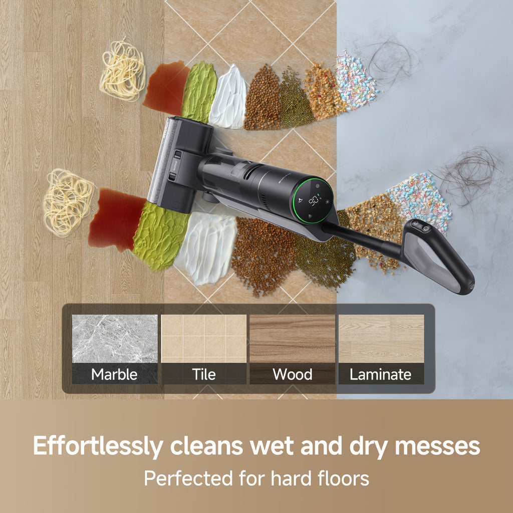 Refurbished DREAME H12 PRO Wet Dry Vacuum Cleaner, Cordless Vacuum Mop All In One, Smart Floor Cleaner for Hard Floor, One-Step Edge to Edge Cleaning with Hot Air Drying