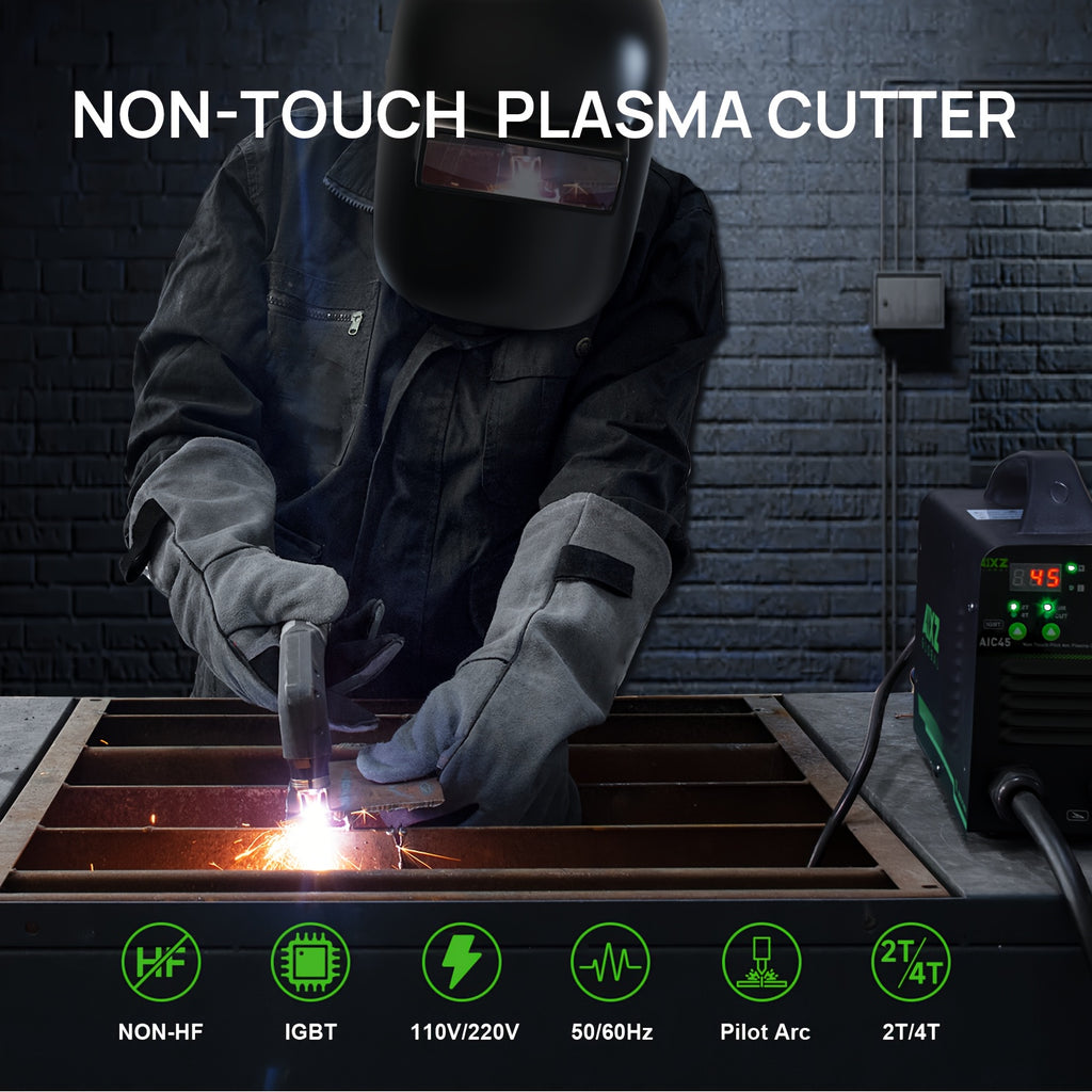 (Each Accessory Is Sold Separately) The AIXZ AIC45II Plasma Cutter Features Non-contact And Non-high-frequency Arc Ignition. It Is A 110V Digital Display Portable Metal Cutting Machine with 2T/4T Functions. The Fourth Option "supplies" Refers