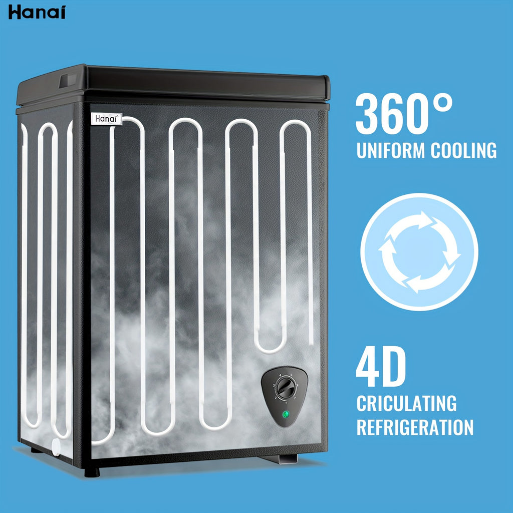 [Small Deep Freezer] WANAI Small Deep Freezer, 2.5/3.5/5.0 Cubic Feet Chest Freezer With Adjustable Temperature, Top Open Door, Removable Storage Basket For Home, Kitchen, Office, Home And Apartment, Black