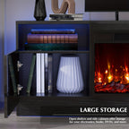 Fireplace TV Stand for Up to 80-Inch TVs with 36-Inch Fireplace, Modern Entertainment Center for Living Rooms