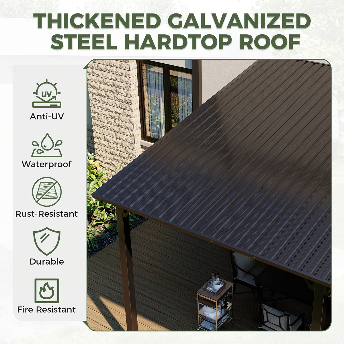 10x10/10x12/10x14ft Lean to Gazebo, Outdoor Pergolas And Gazebos, Awnings for Patio Covers, for Shade And Rain Outdoor Gazebo for Patios, Decks, Backyard