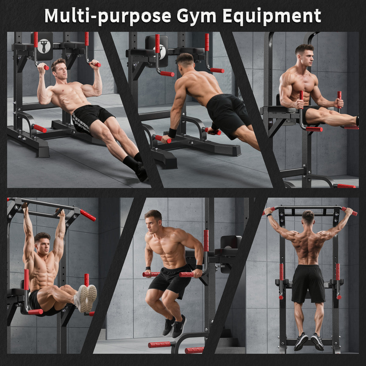 Power Tower Pull Up Bar Dip Stand, 10 Adjustable Height Free Standing Assistive Trainer Dip Station, Multi-Function Strength Training Fitness Workout Station for Home Gym Fitness Equipment Equipment