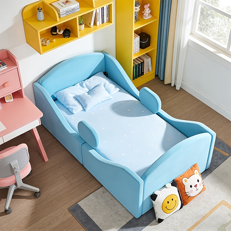 Toddler Floor Bed with Removable Safety Rails, Suitable for Both Boys And Girls, Standard Crib Size, Safety-Padded Toddler Bed, Low Profile Design
