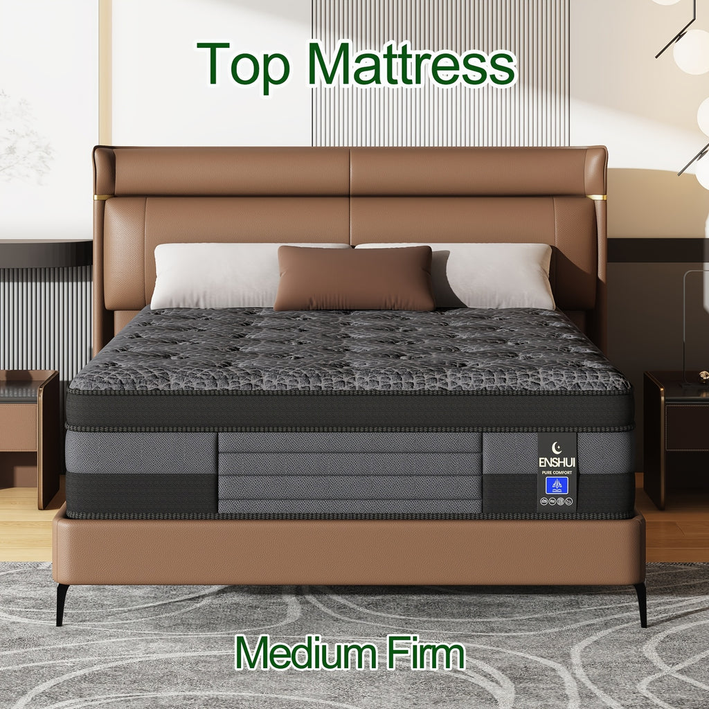 12/14 Inch Queen Size Mattress, King Size Mattress, Full Size Mattress, Twin Mattress in a Box with Memory Foam And Individual Pocket Springs, Motion Isolation, Pressure Relief, Medium Firm Feel, Cool And Comfortable Sleep, Edge