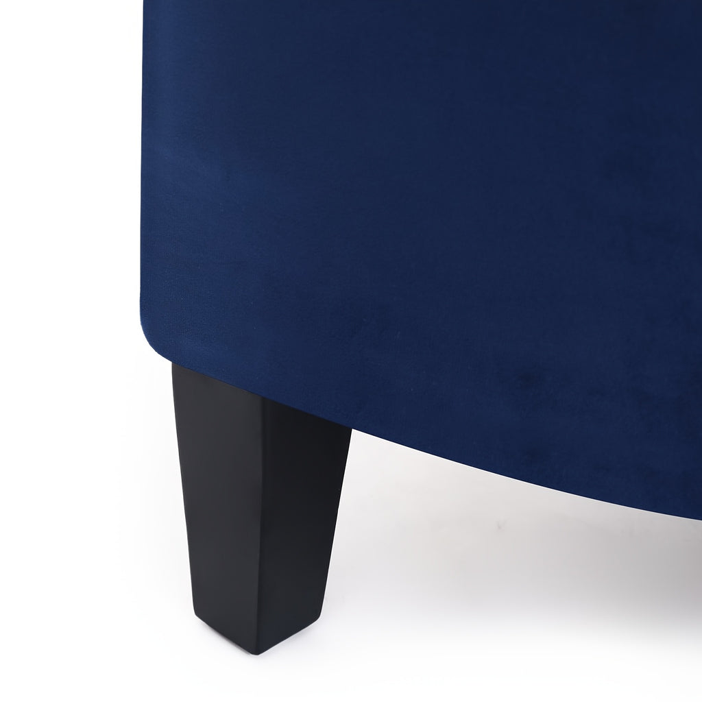 43.5" Velvet Storage Bench with Button Tufting Rivet Details Half Moon Ottoman for Living Room, Bedroom, Or Entryway Sturdy Hardwood Frame, Hidden Storage, Elegant Design, Living Room Seating Elegant Velvet Bench Velvet Upholstery, Bench for Bedroom