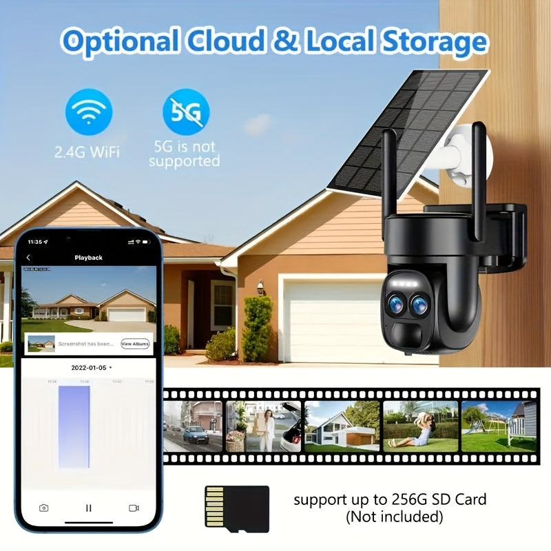 Set of 4 Hawkray Solar Security Wireless Outdoor Cameras, 3MP Resolution with 360° Pan And Tilt Control, 10X Zoom, Two-Way Audio, Spotlight Siren, And PIR Motion Detection