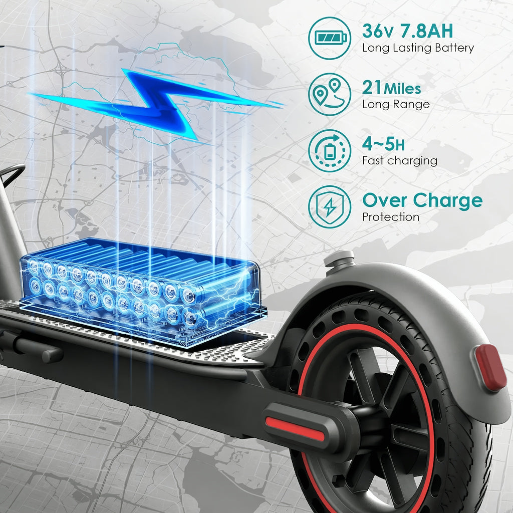 Adult Electric Scooter with A Powerful 350W Motor, Top Speed Of 15 Mph Maximum Range Of 30 Miles 8.5-inch Honeycomb Tires, 3 Adjustable Speeds, One-button Folding Design, Dual Brakes, And App Control. Suitable for Both Men And Women