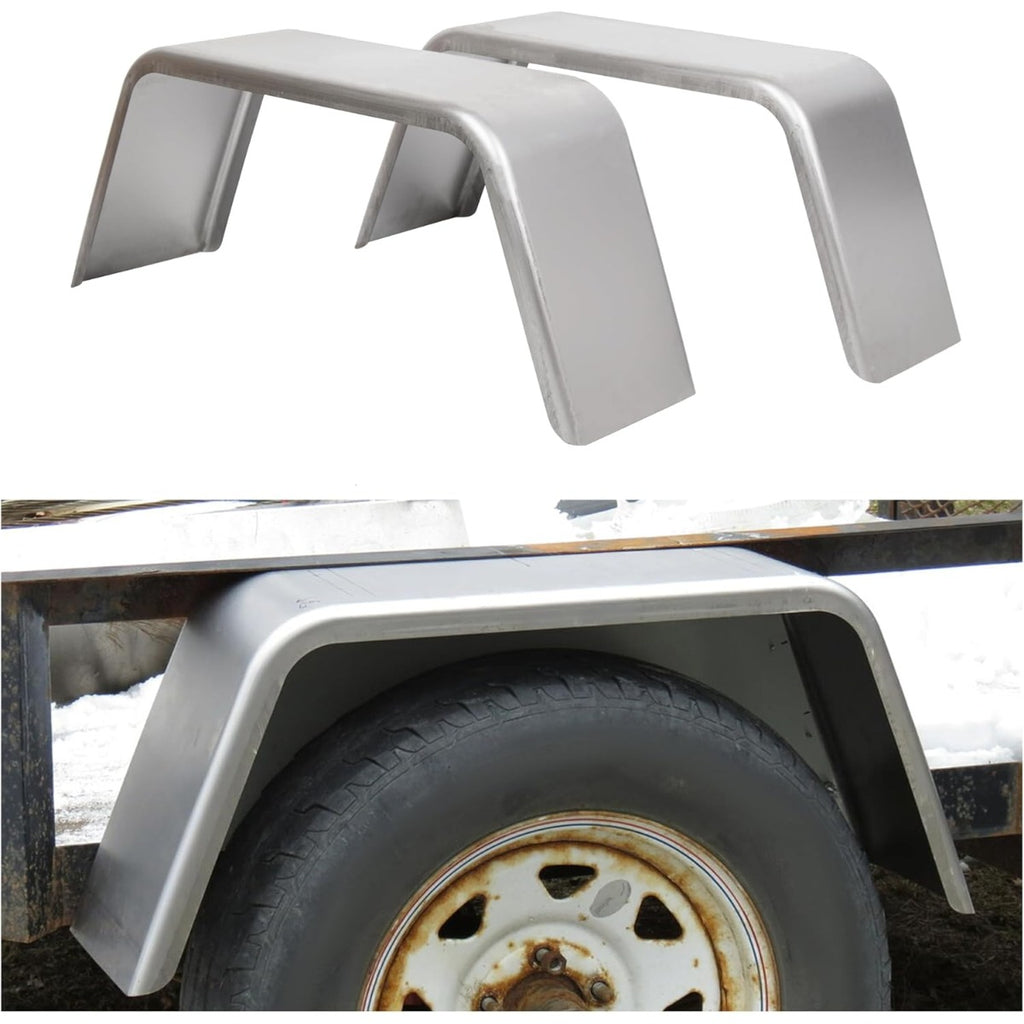 Tandem Axle Trailer Fenders 72-7/8"x10-1/4"x13" Fit 13"-15" Tires Steel 14 Gauge Diamond Tread Plate Cargo Utility Landscape 2 Pcs