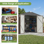 GUNJI 8 X 6 Ft Shed Metal Outdoor Waterproof Storage Shed Steel Utility Garden Tool Shed with Door And Lock Outdoor Storage for Garden Patio Lawn Poolside, Free Shipping