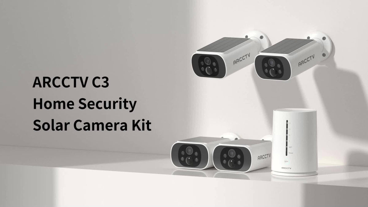ARCCTV Cam 4-Cam Kit, Security Camera Outdoor Wireless, 2K Camera with Integrated Solar Panel, Forever Power, Smart Siren & Spotlights, 2-Way Audio, App-Controlled (Wi-Fi), 4MP Face Recognition AI, 5G & 2.4 GHz Wi-Fi, No Monthly Fee