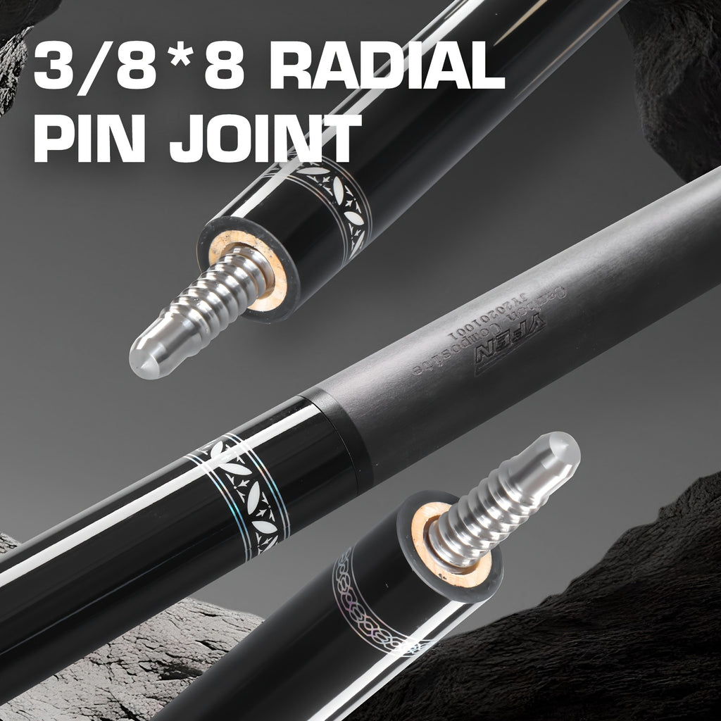 YFEN Carbon Fiber Pool Cue Stick - Professional Billiard Cue with Low Deflection 12.5mm Tip, Pro-Taper Shaft & Canadian Maple Butt, Cue for Competitive Play (//) - Extension Compatible Pool Cues for Pros &