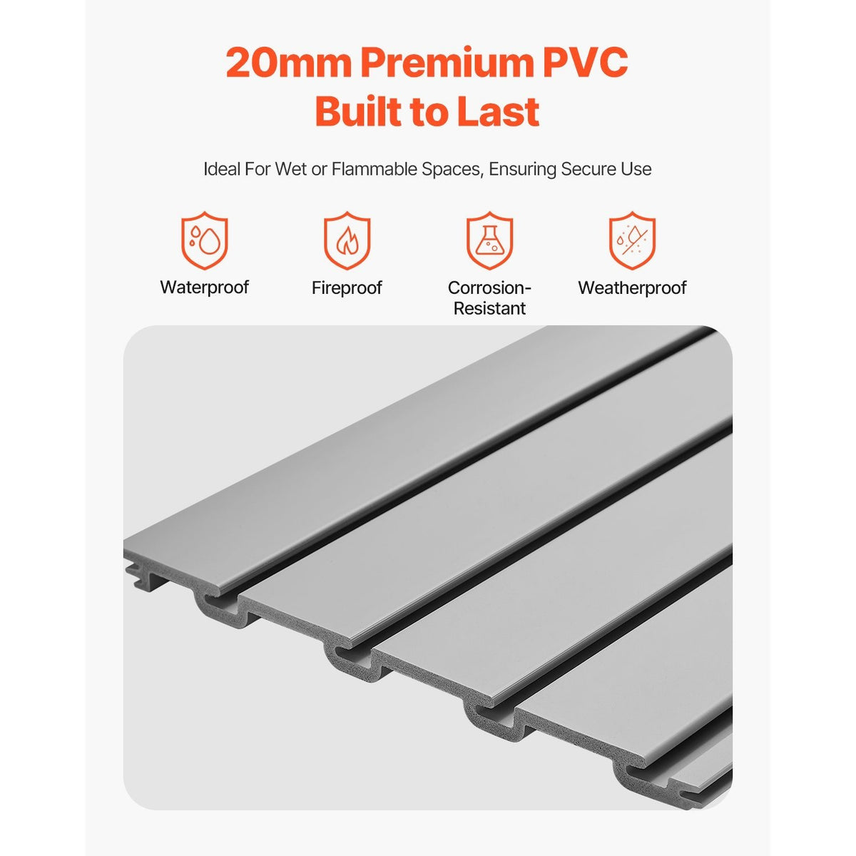 VEVOR 2 x 4 ft / 4 x 4 ft / 8 x 4 ft Slat Wall Paneling PVC White Garage Slatwall with Modular Design White/Grey/Black