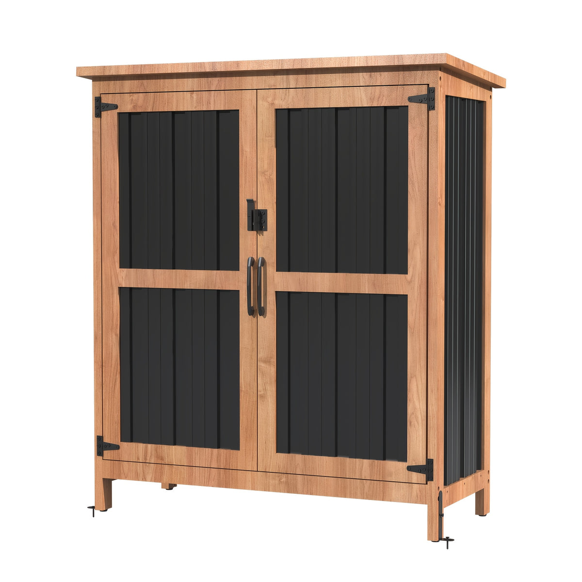 GUNJI 5 X 3 FT Plastic Outdoor Storage Shed, Resin Waterproof Cabinet With Stable Roof And Lockable Doors For Patio Furniture, Pool Accessories And Tools, Available In Four Sizes