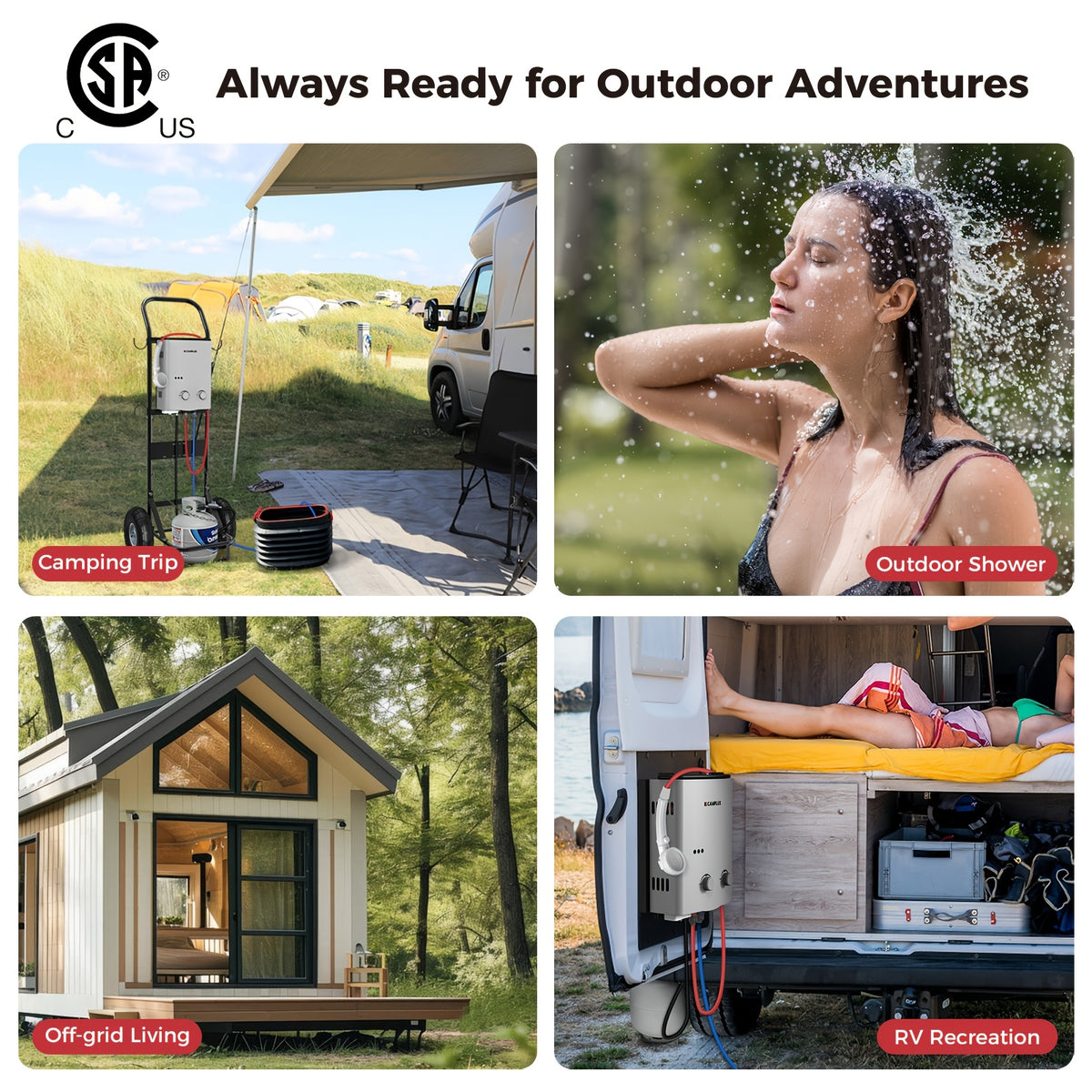 1.32gal 1.32 GPM Propane Tankless Water Heater, Outdoor Instant Hot Water System with 1.2 GPM Pump for Camping And RV Use
