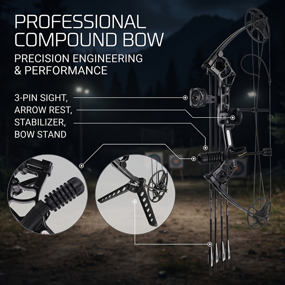 PANDARUS Archery Compound Bow And Archery Sets - Right Hand Archery Compound Bows 10-60Lbs Draw Weight Adjustable for Adults And Beginners, 25"-31" Draw Length, Up to IBO 320 Fps, Archery Hunting Bow Set