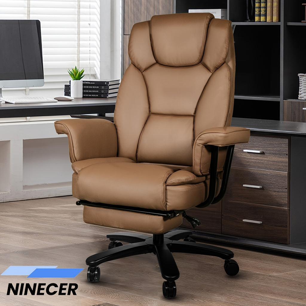 Executive Office Chair — 160° Recline and Footrest for Spacious 400LB Home Office Seating with Casters