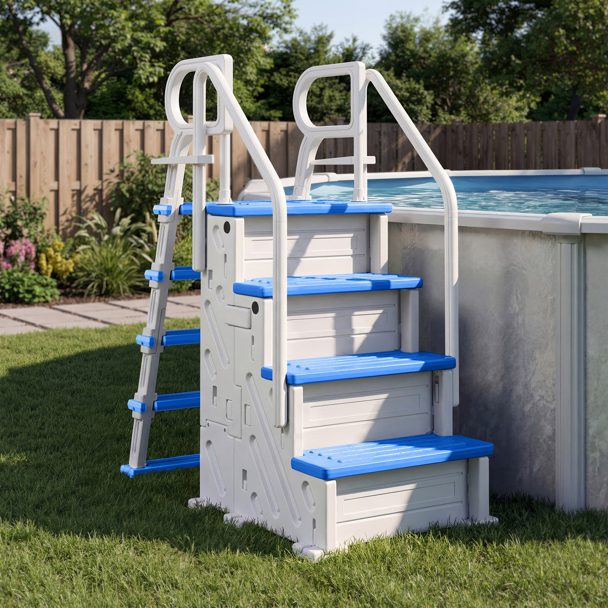 Pool Ladder Above Ground, Heavy Duty 4-Step Pool Ladder with Dual Handrails And Non-Slip Steps, 500 LBS Load Capacity, for 46-58 Inch