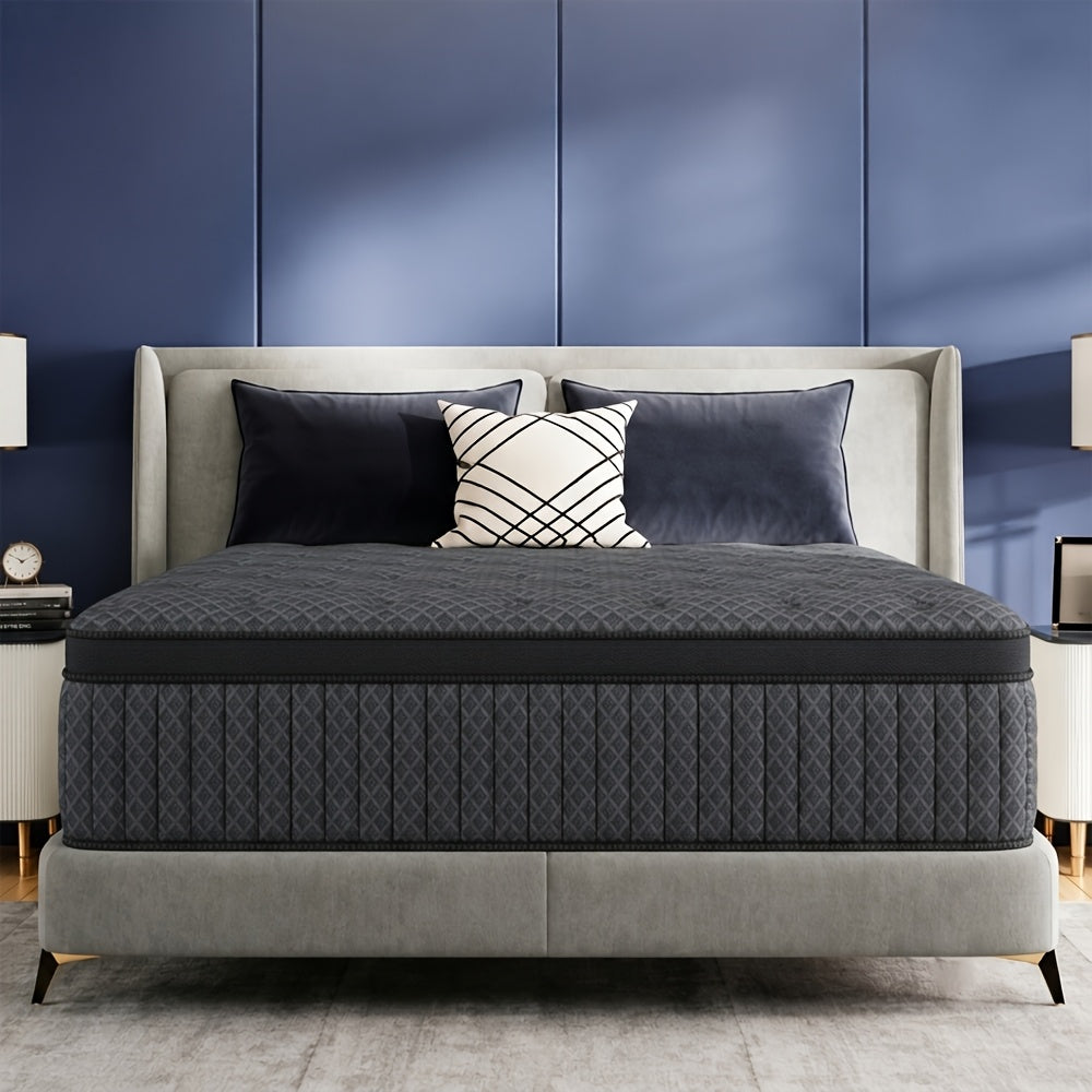 EVLWZL 10"/12"/14" Gel Memory Foam Hybrid Pocket Spring Twin Full Queen King Size Bed Mattress in A Box, Medium Firm Premium High Quality Innerspring Hybrid And Cooling Gel Memory Foam Mattress And Motion Isolation