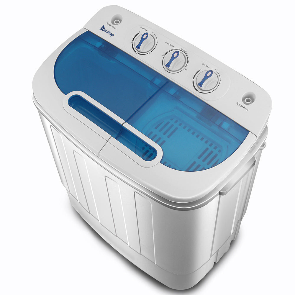 Portable Washing Machine - Compact Twin Tub Mini Washer & Spin Dryer Combo with Built-in Gravity Drain, 110V Electric Laundry Machine for Apartments, Dorms, RV, Camping - Energy Efficient, Quiet, Space Saving, No Installation Required, Quick Wash, Low Wat