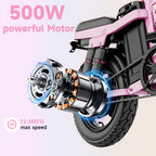 Hisent G11&F9 Folding Electric Bike | Dual Suspension System | Upgraded Frame | 12-35 Miles Range (Optional) | Features Dual Seat, LED Headlight, Disc Brakes, 14-Inch Tires, 500W High-Power Motor, Top Speed Of 19.9 Mph