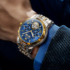 OLEVS Men's Mechanical Watch — Automatic Stainless Steel Wristwatch with Luminous Dual-Calendar Large Dial