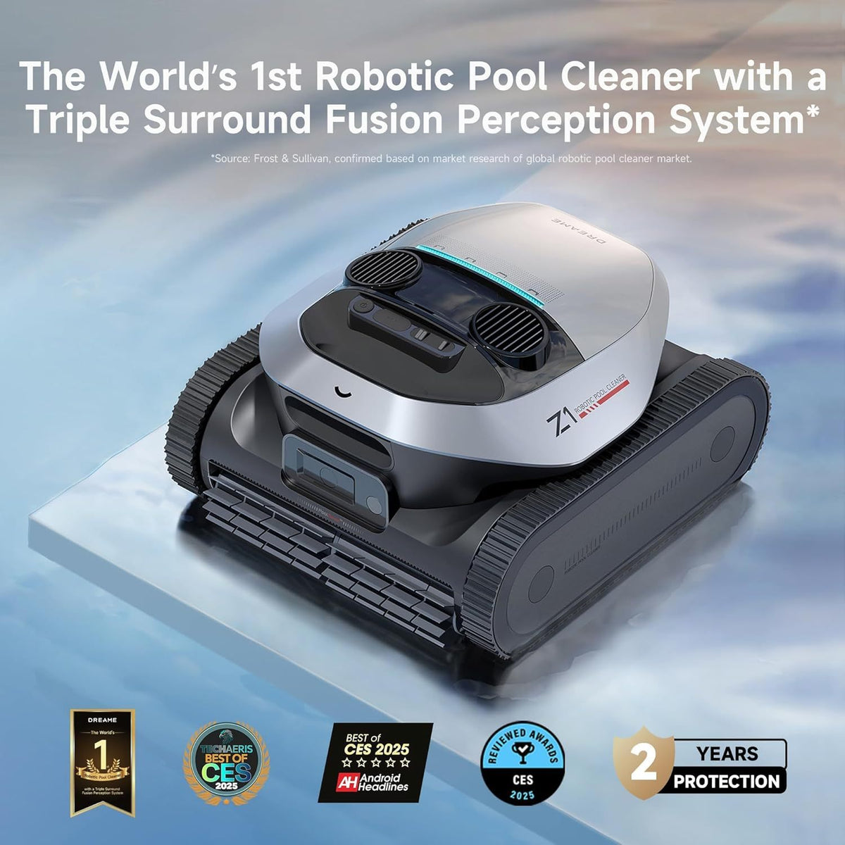 Dreame NEW Z1 Pro Cordless Robotic Pool Cleaner, LiFi Remote Control, 8000 GPH Suction, Waterline Horizontal Cleaning, Auto-Retrieval, Automatic Pool Vacuum for Above & In-Ground Pools, Upgraded Version