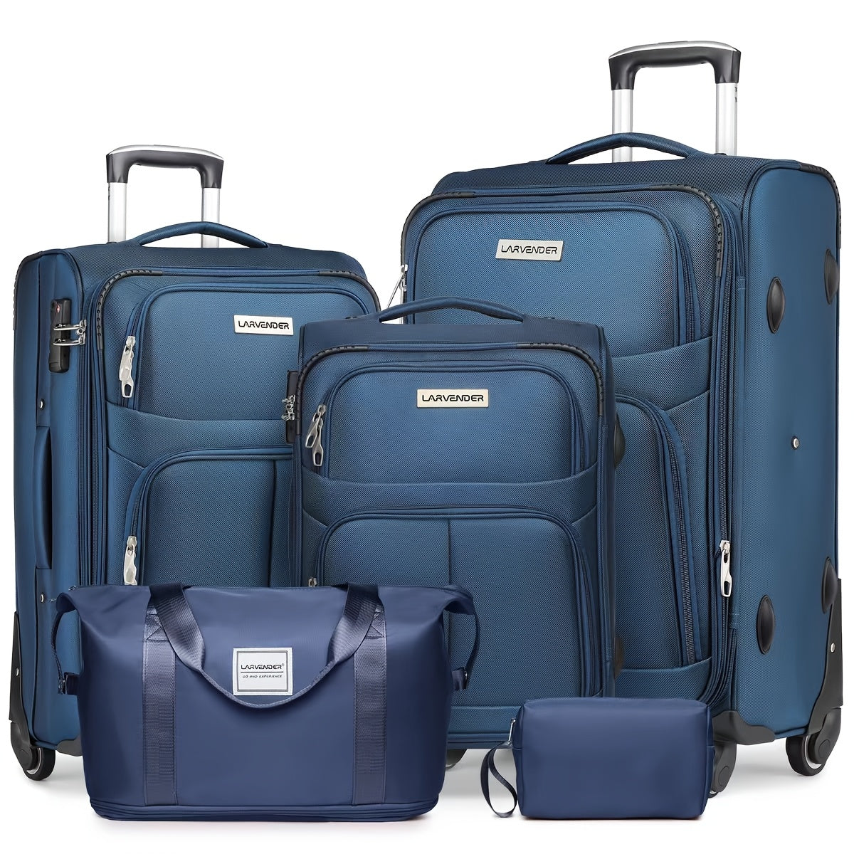 Softside Luggage Sets 4pcs with Duffel Bag, Expandable Rolling Suitcases Set with Spinner Wheels, Lightweight Upright Travel Luggage Set with TSA-Approved Lock, Multicolor