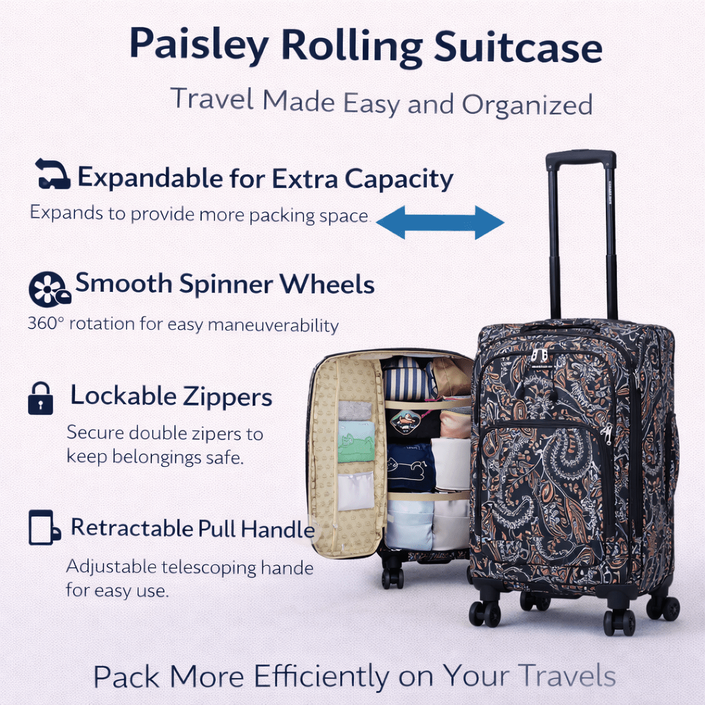 4-Piece Softside Spinner Luggage Set (20+24+28+32 inch) Lightweight Travel Suitcases with 360° Wheels, Telescopic Handle, Multi Pocket Design
