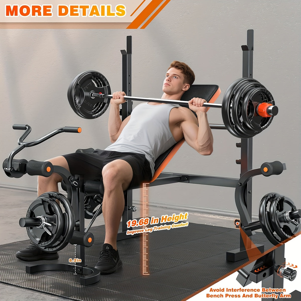 6-In-1 Heavy Duty Weight Bench Set with Adjustable Squat Rack, Leg Developer, And Preacher Curl Pad | Professional & Foldable for Full Body Workout | 600Lbs Capacity for Strength Training