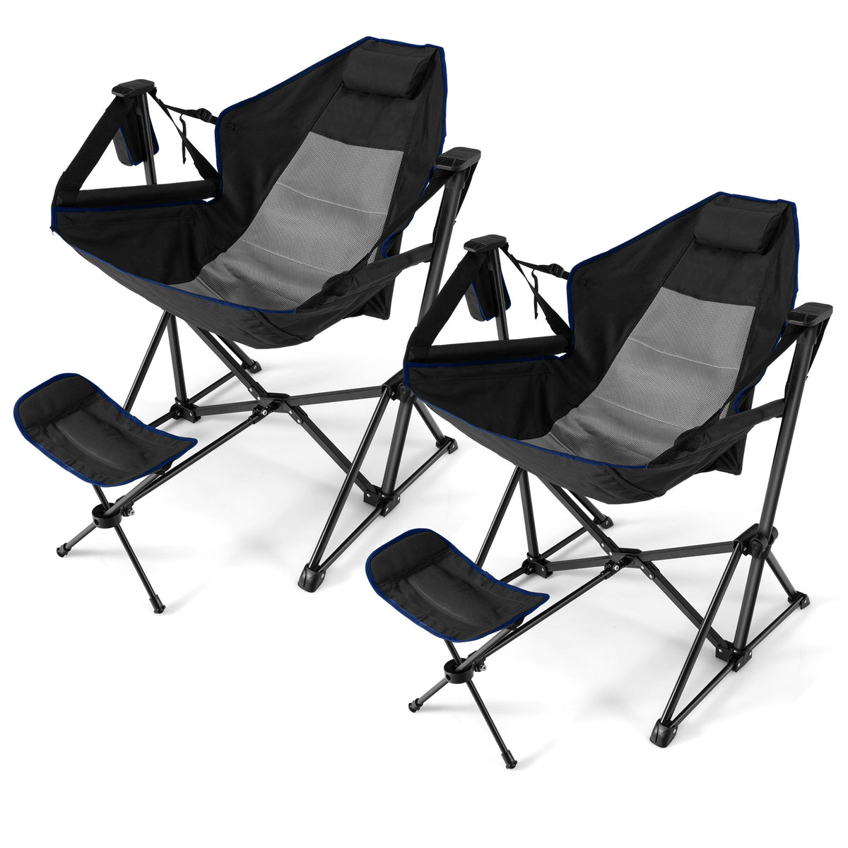 MULTIGOT 1/2pcs Hammock Camping Chair with Retractable Footrest & Carrying Bag for Camping