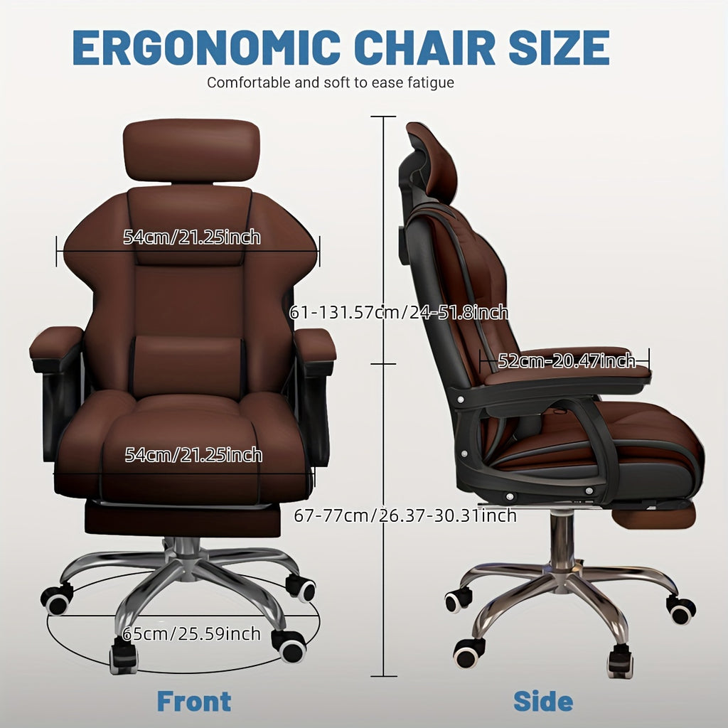 Ergonomic Adjustable Height Chairs with Cushions Armrest for Long Time Seating-High Office Chair with Footrest