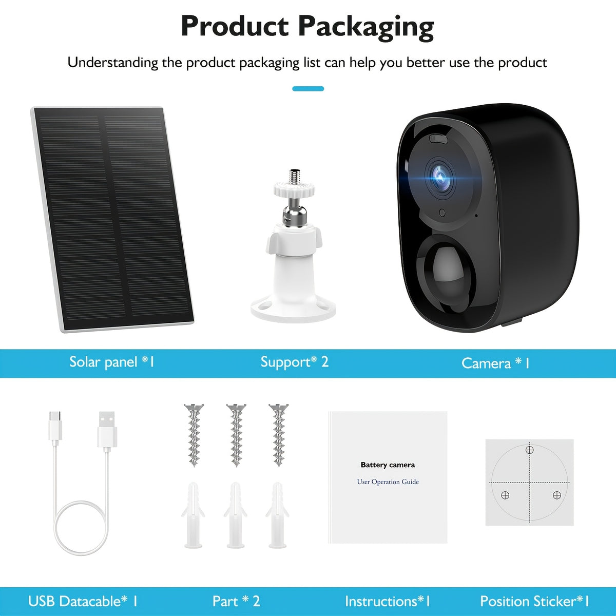4pcs/6pcs/8pcs Black Solar Powered 4K Wireless Outdoor Security Surveillance Camera, Artificial Intelligence Motion Detection, Two-way Voice Call, Color And Infrared Night Vision,.