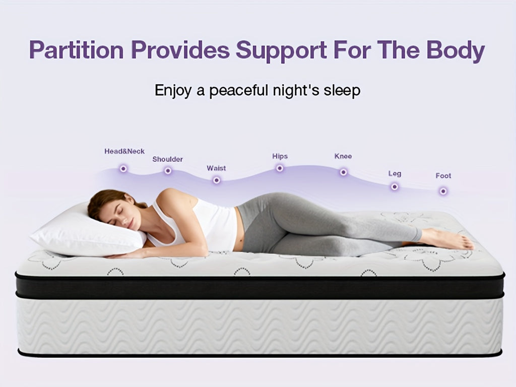 12-Inch Mattress, Memory Foam And Pocketed Coils Hybrid Mattress with Pressure Relief, Motion Isolation, Edge Support, Plush Feel, Mattresses in a Box