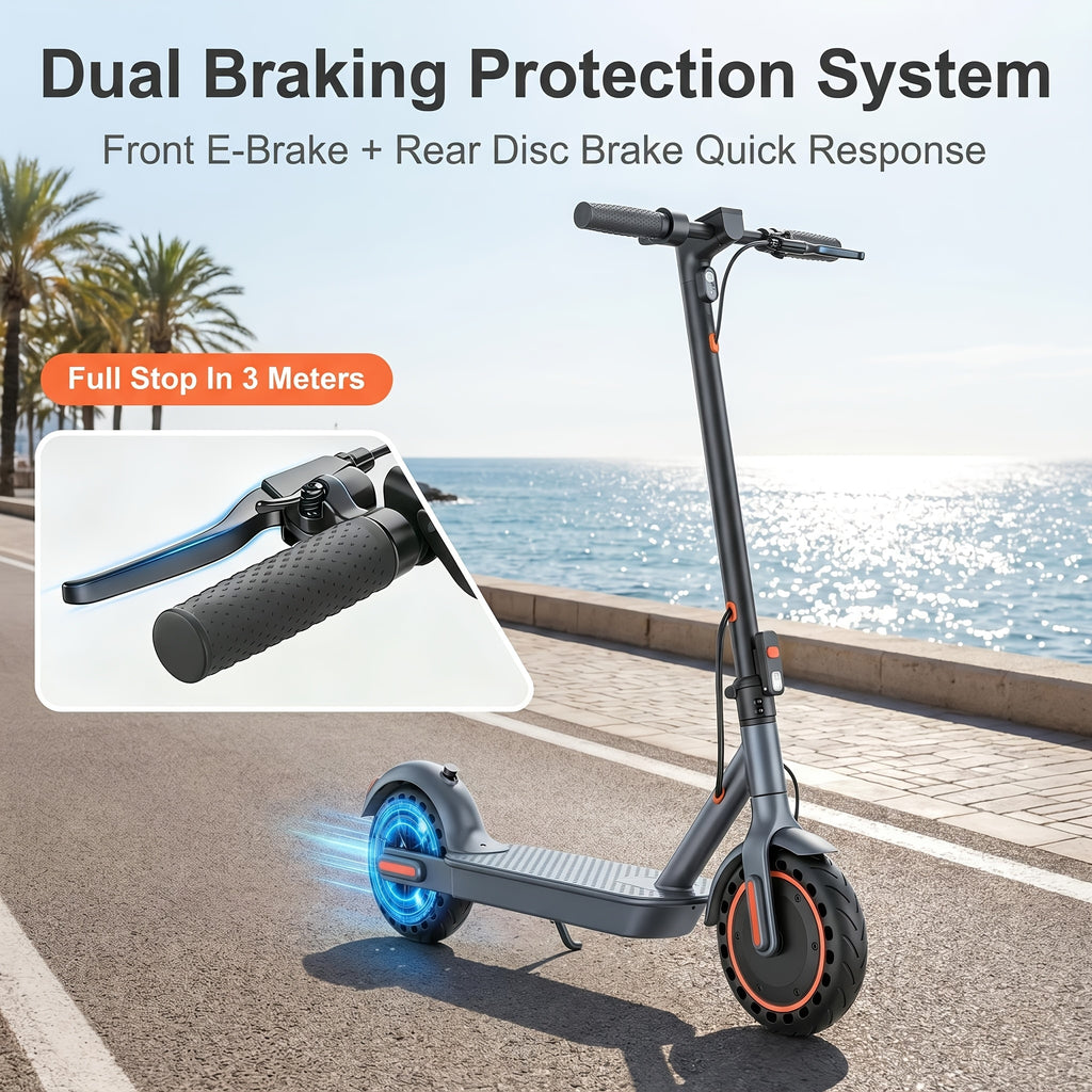 350W Motor. Adult Folding Electric Scooter, 8.5-Inch Tires, 3 Speed Settings, Dual Safety Brakes, Durable Body, LED Headlights And Taillights, Supporting 265 Pounds, for Daily Commuting And As A Gift. Large-Capacity Battery: 36V5.2AH/36V 10.4Ah