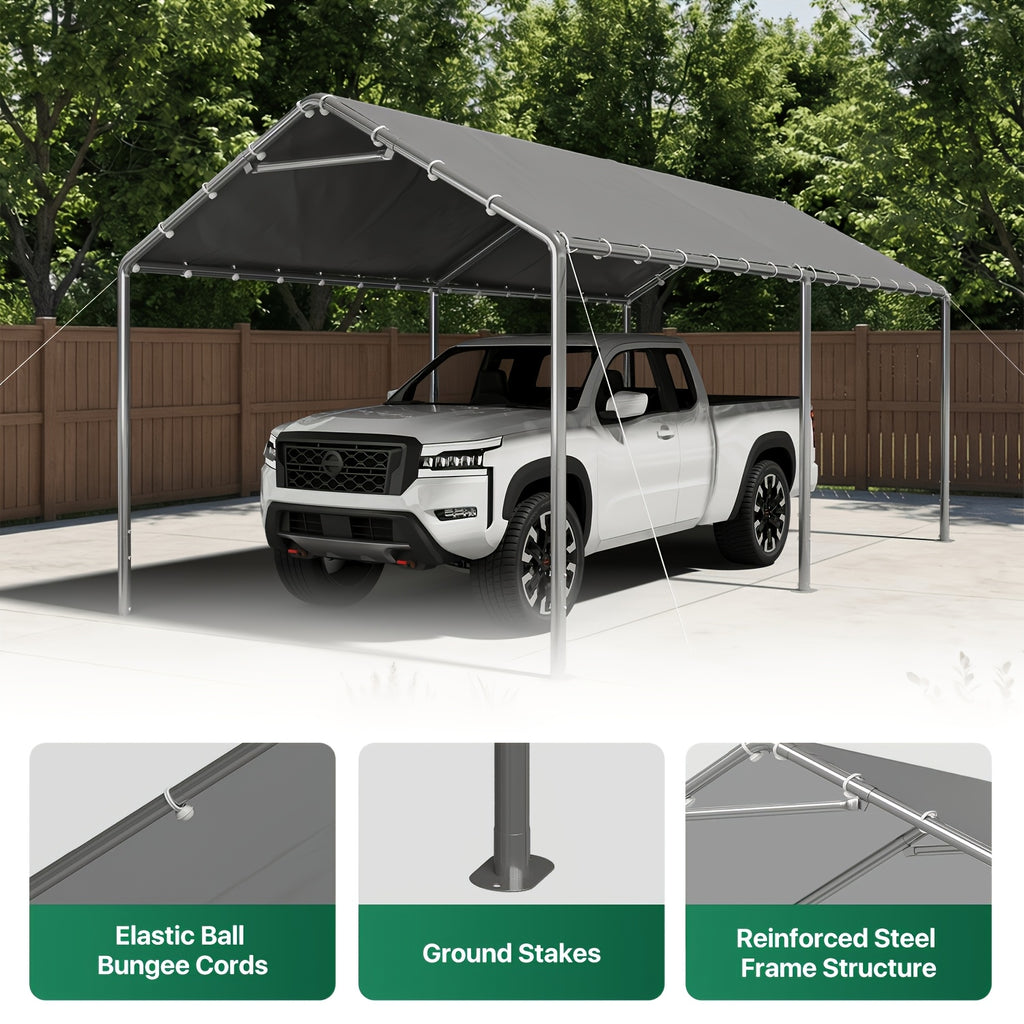 [UV Protection] UMORLYRAE 10'X20'/10'X15' Heavy Duty Carport, Outdoor Party Tent with Galvanized Steel Frame And Car Canopy, Includes Anchor Kit And 3 Reinforced Steel Cables for Maximum Wind Resistance, UV Protection, Ideal for Vehicle, Event, Or RV Shel