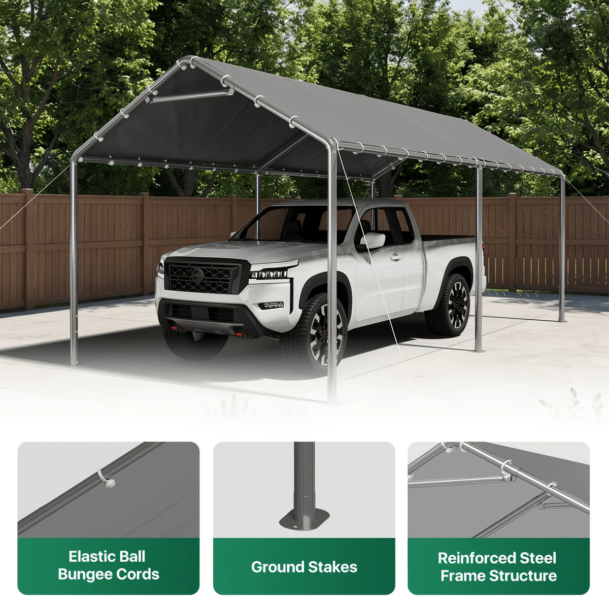 [UV Protection] UMORLYRAE 10'X20'/10'X15' Heavy Duty Carport, Outdoor Party Tent with Galvanized Steel Frame And Car Canopy, Includes Anchor Kit And 3 Reinforced Steel Cables for Maximum Wind Resistance, UV Protection, Ideal for Vehicle, Event, Or RV Shel