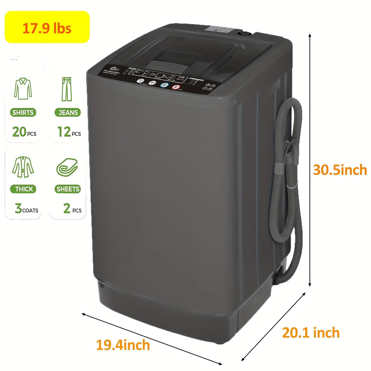 HOMDOX Top-Opening Portable Washing Machine & Air Dryer Combo - 17.9LBS/13.6LBS Capacity, Energy-Efficient, Smart Mechanical Control, 120V Plug, Compact Design for Small Spaces, Laundry Room Additions, Modern Laundry Appliance, Durable Construction
