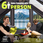 Inflatable Camping Tent, with Electric Air Pump, 4 Season Windproof, Clear Skylight & 420D Oxford, Air Tent with Mesh Windows/Doors