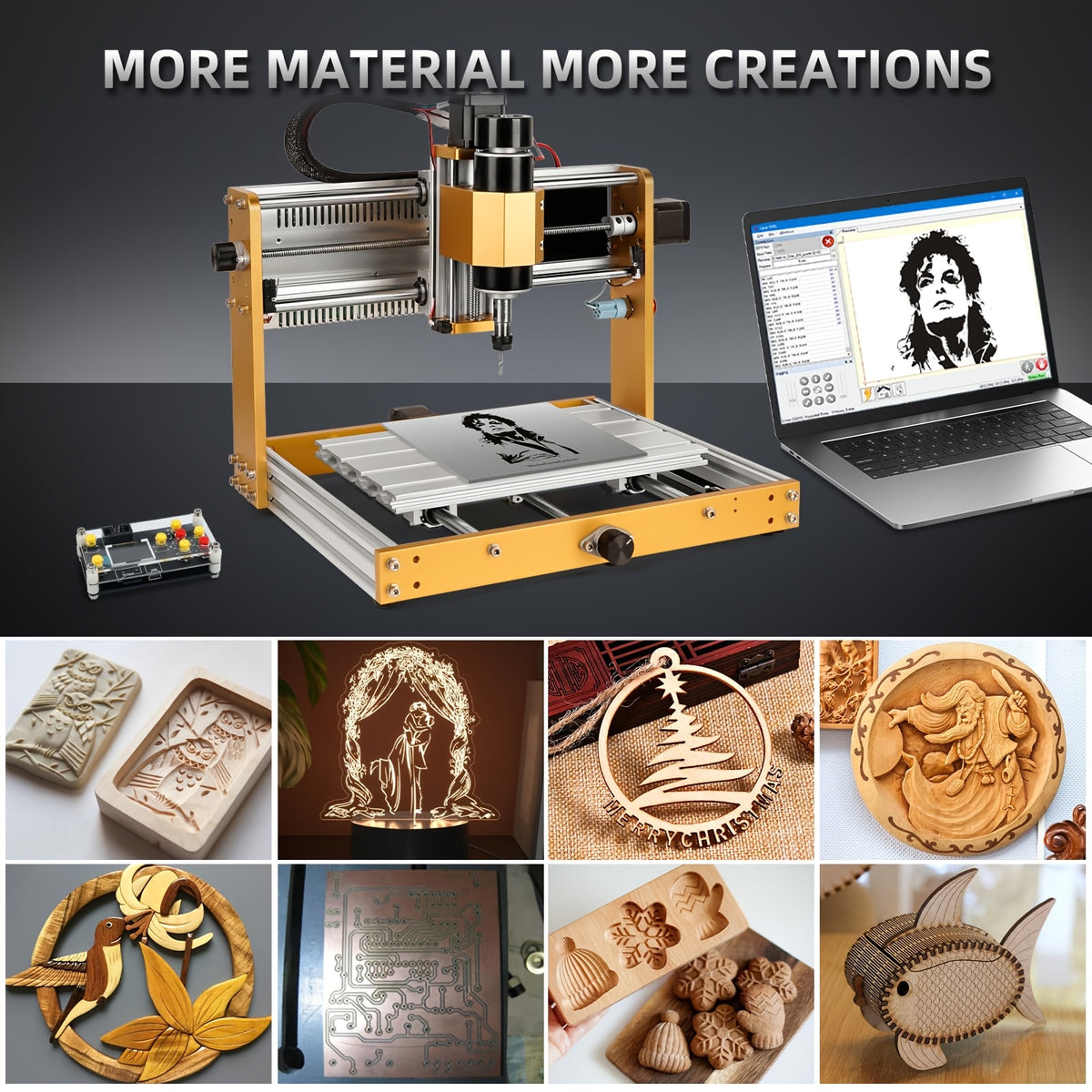 LUNYEE 500W All Metal CNC Machine, 3018 Pro Max CNC Wood Router Machine, 3-Axis Metal Milling Machine for Cutting Wood, Acrylic, PCB Plastic, Working Area: 300 X 180 X 80mm