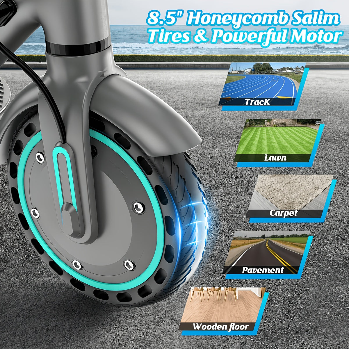 Adult Electric Scooter with A Powerful 350W Motor, Top Speed Of 15 Mph Maximum Range Of 30 Miles 8.5-inch Honeycomb Tires, 3 Adjustable Speeds, One-button Folding Design, Dual Brakes, And App Control. Suitable for Both Men And Women